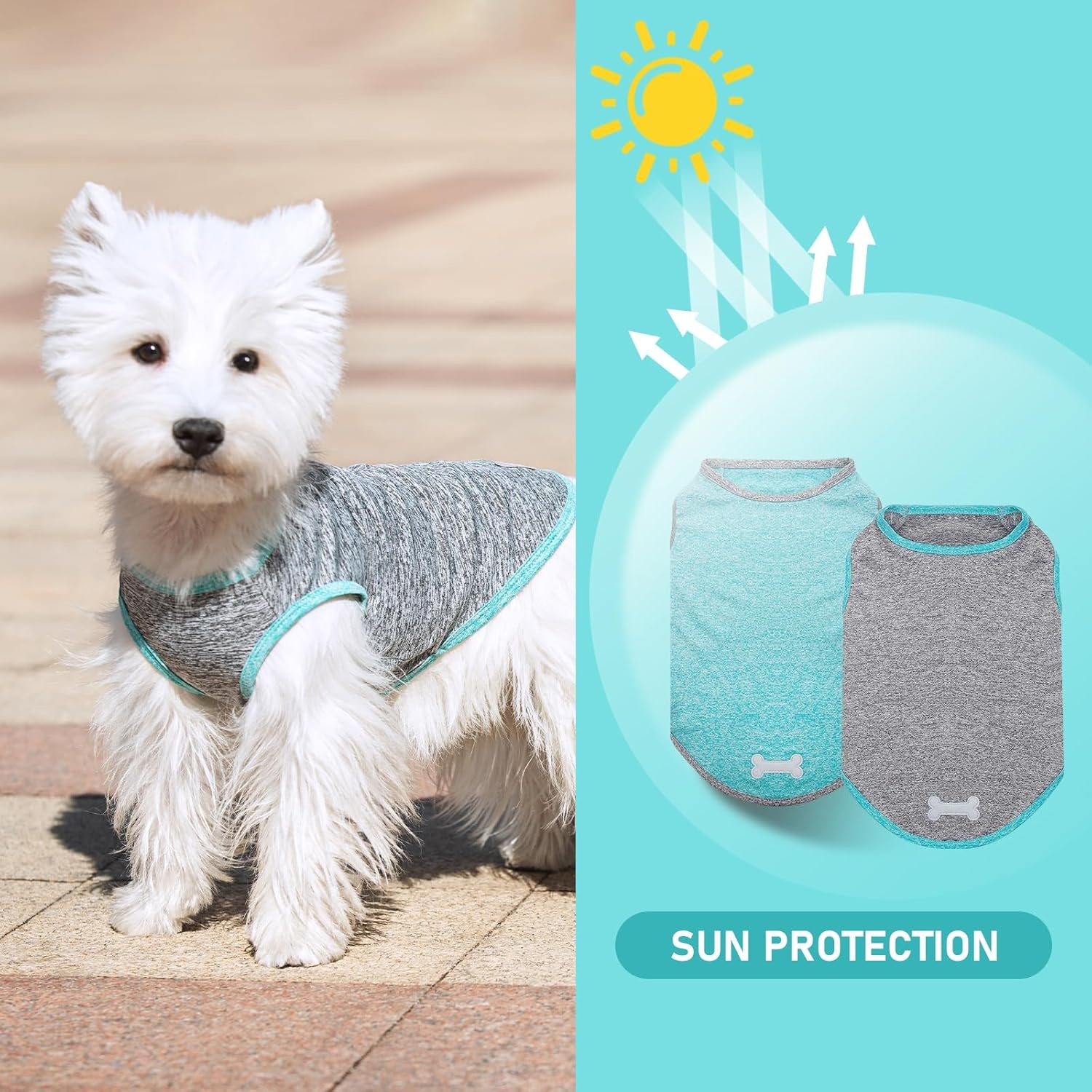image:imageKYEESE 2 Pack Dog Shirts Quick Dry Soft Stretchy Pet TShirts with Reflective Label Tank Top Sleeveless Vest Sun Protection Dog Clothes for Small Medium Dogs XLarge PurplePink1 2Pack GreyBlue