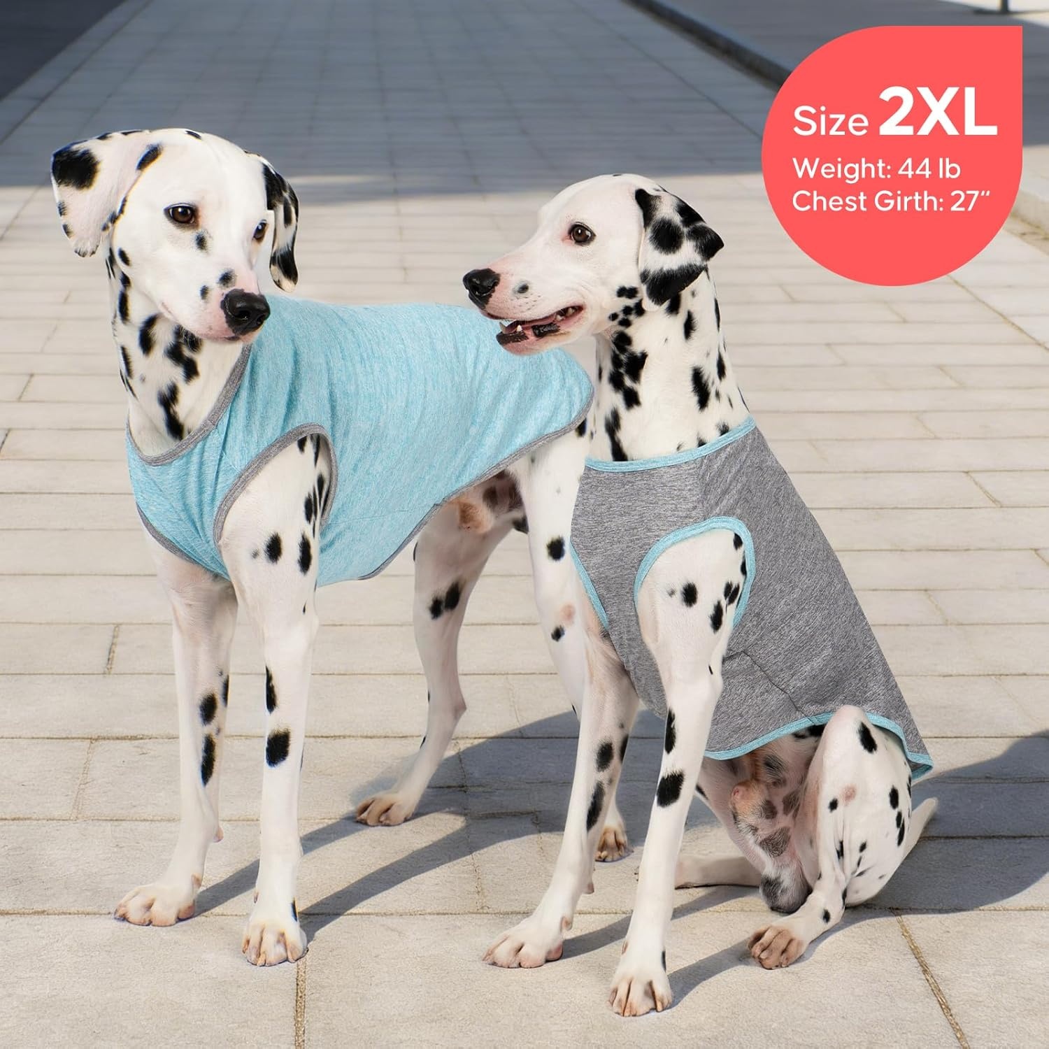 image:imageKYEESE 2 Pack Dog Shirts Quick Dry Soft Stretchy Pet TShirts with Reflective Label Tank Top Sleeveless Vest Sun Protection Dog Clothes for Small Medium Dogs XLarge PurplePink7 2Pack GreySky Blue