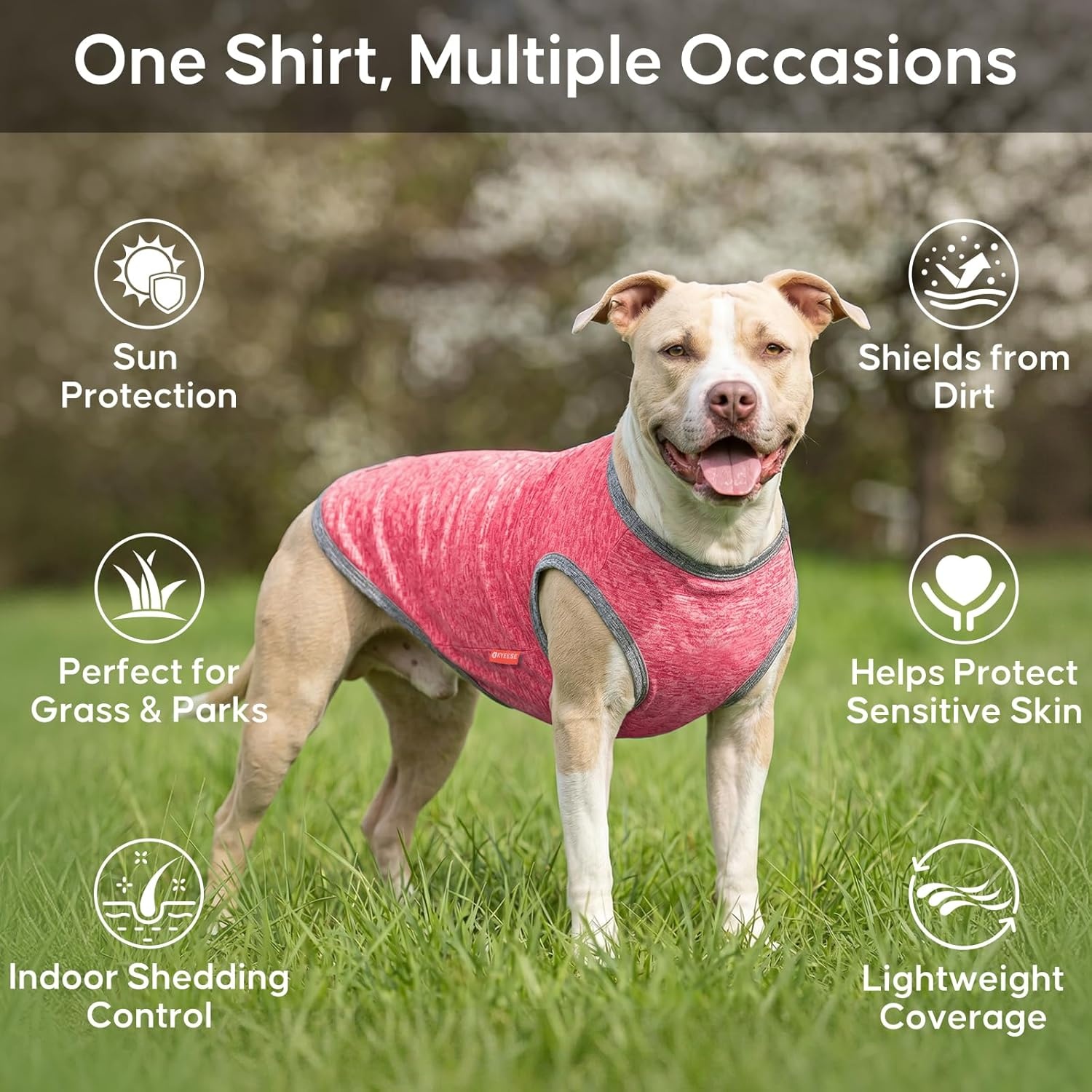 image:imageKYEESE 2 Pack Dog Shirts Quick Dry Soft Stretchy Pet TShirts with Reflective Label Tank Top Sleeveless Vest Sun Protection Dog Clothes for Small Medium Dogs XLarge PurplePink9 2Pack Coral RedGrey