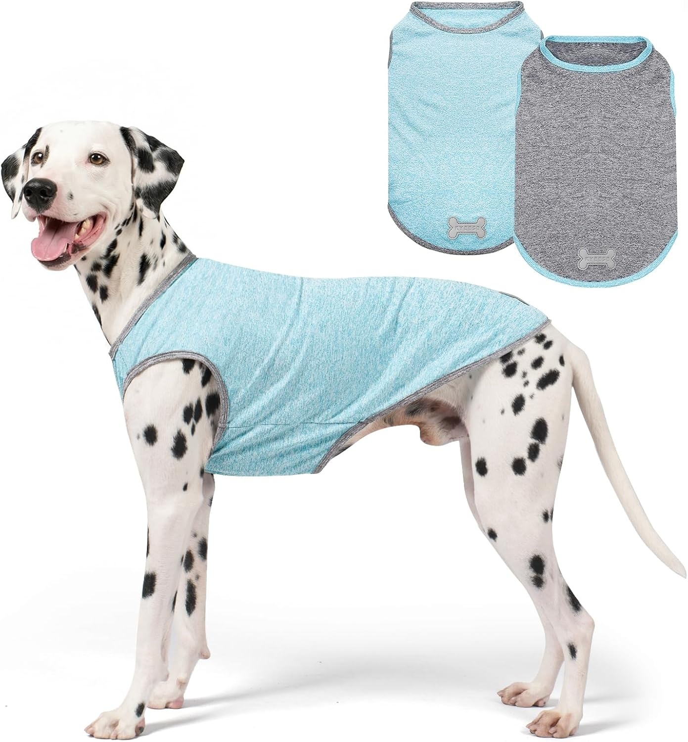 image:imageKYEESE 2 Pack Dog Shirts Quick Dry Soft Stretchy Pet TShirts with Reflective Label Tank Top Sleeveless Vest Sun Protection Dog Clothes for Small Medium Dogs XLarge PurplePink7 2Pack GreySky Blue