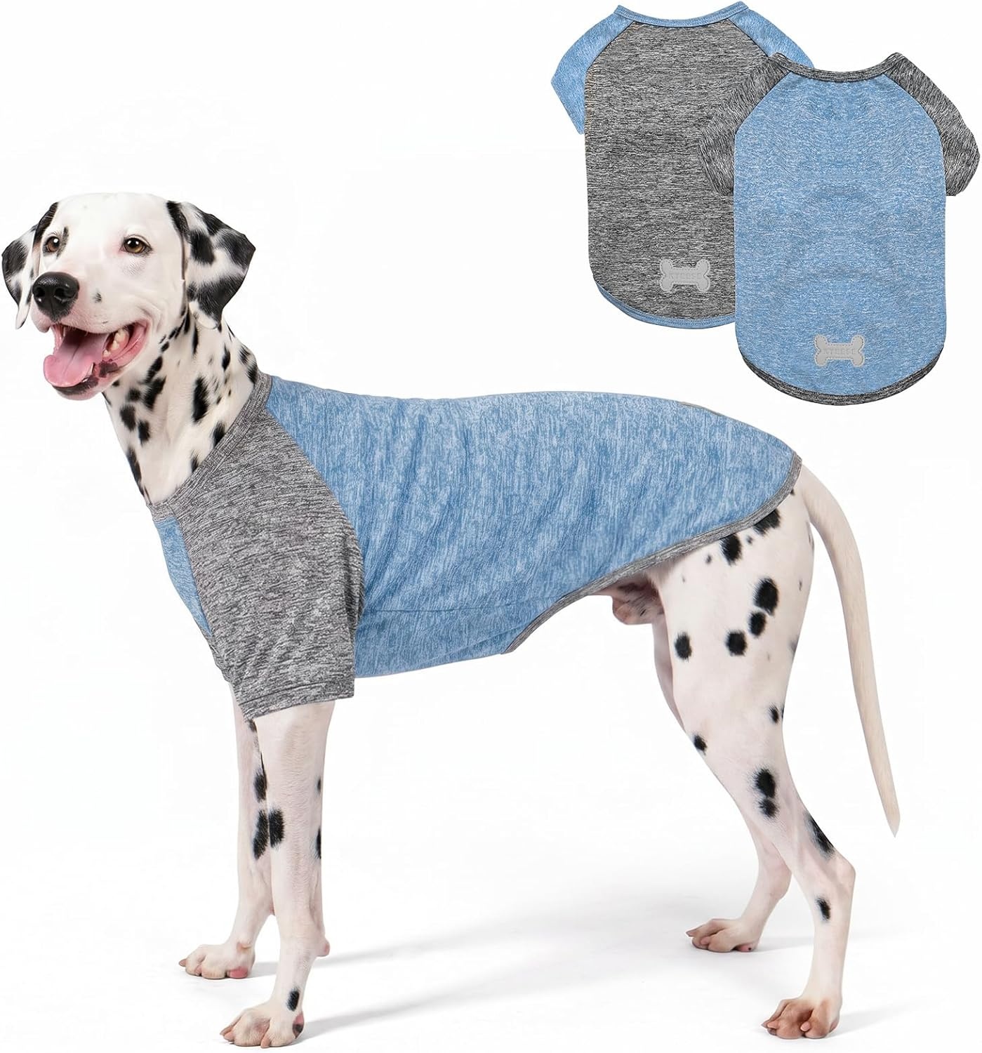 image:imageKYEESE 2 Pack Dog Shirts with Sleeves Lightweight Sun Protection Quick Dry TShirts for Medium Dogs with Sensitive Skin Soft Breathable Summer Clothes Reflective for Night Walks Blue amp Grey XL1 2PackBlueGrey