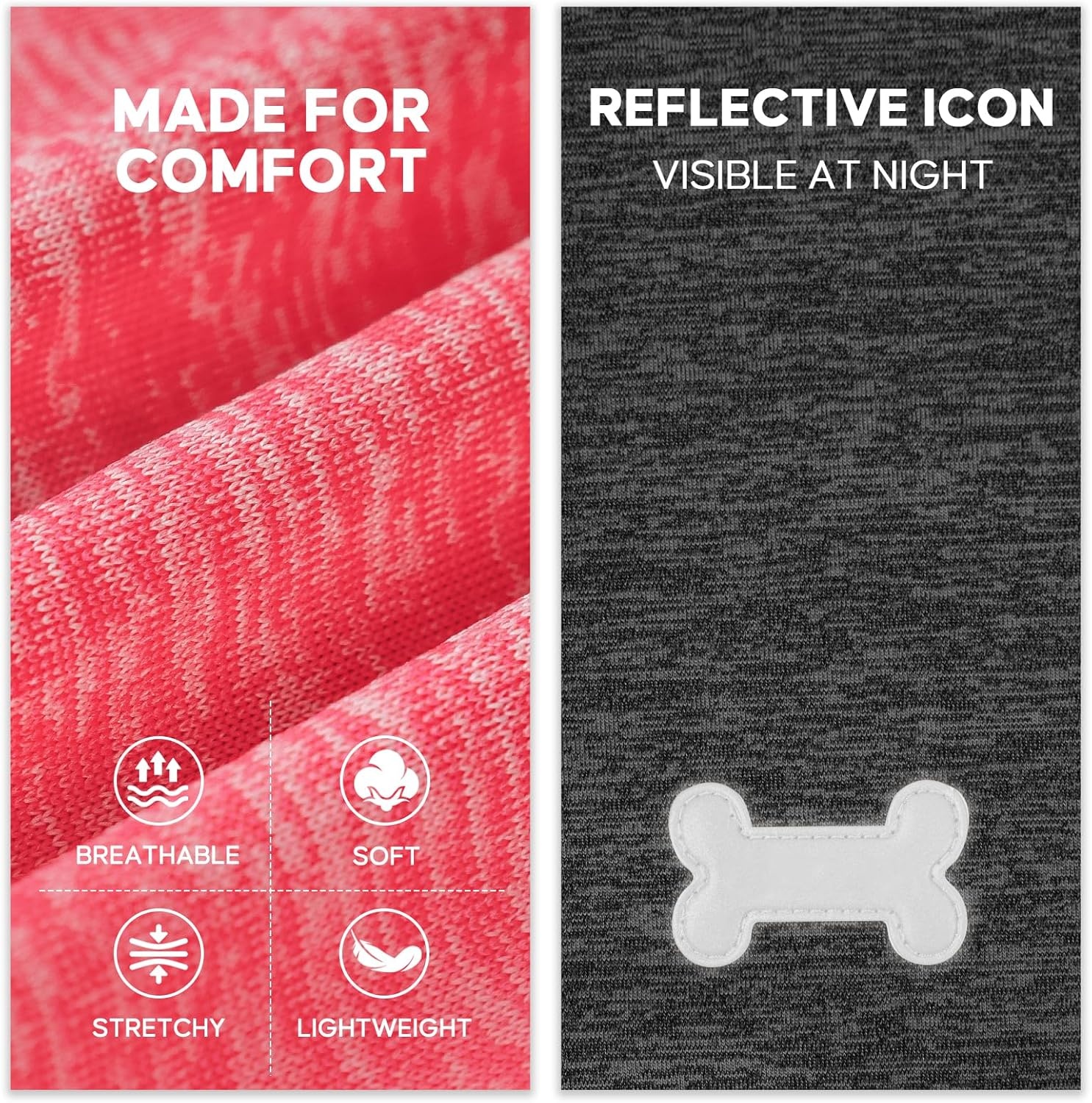 image:imageKYEESE 2 Pack Dog Shirts with Sleeves Lightweight Sun Protection Quick Dry TShirts for Medium Dogs with Sensitive Skin Soft Breathable Summer Clothes Reflective for Night Walks Blue amp Grey XL5 2PackCoral RedGrey