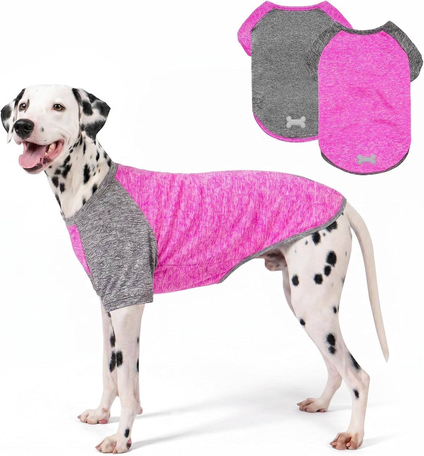 image:imageKYEESE 2 Pack Dog Shirts with Sleeves Lightweight Sun Protection Quick Dry TShirts for Medium Dogs with Sensitive Skin Soft Breathable Summer Clothes Reflective for Night Walks Blue amp Grey XL3 2PackRoseGrey
