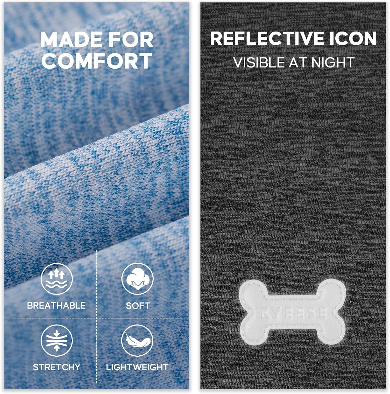 image:imageKYEESE 2 Pack Dog Shirts with Sleeves Lightweight Sun Protection Quick Dry TShirts for Medium Dogs with Sensitive Skin Soft Breathable Summer Clothes Reflective for Night Walks Blue amp Grey XL1 2PackBlueGrey
