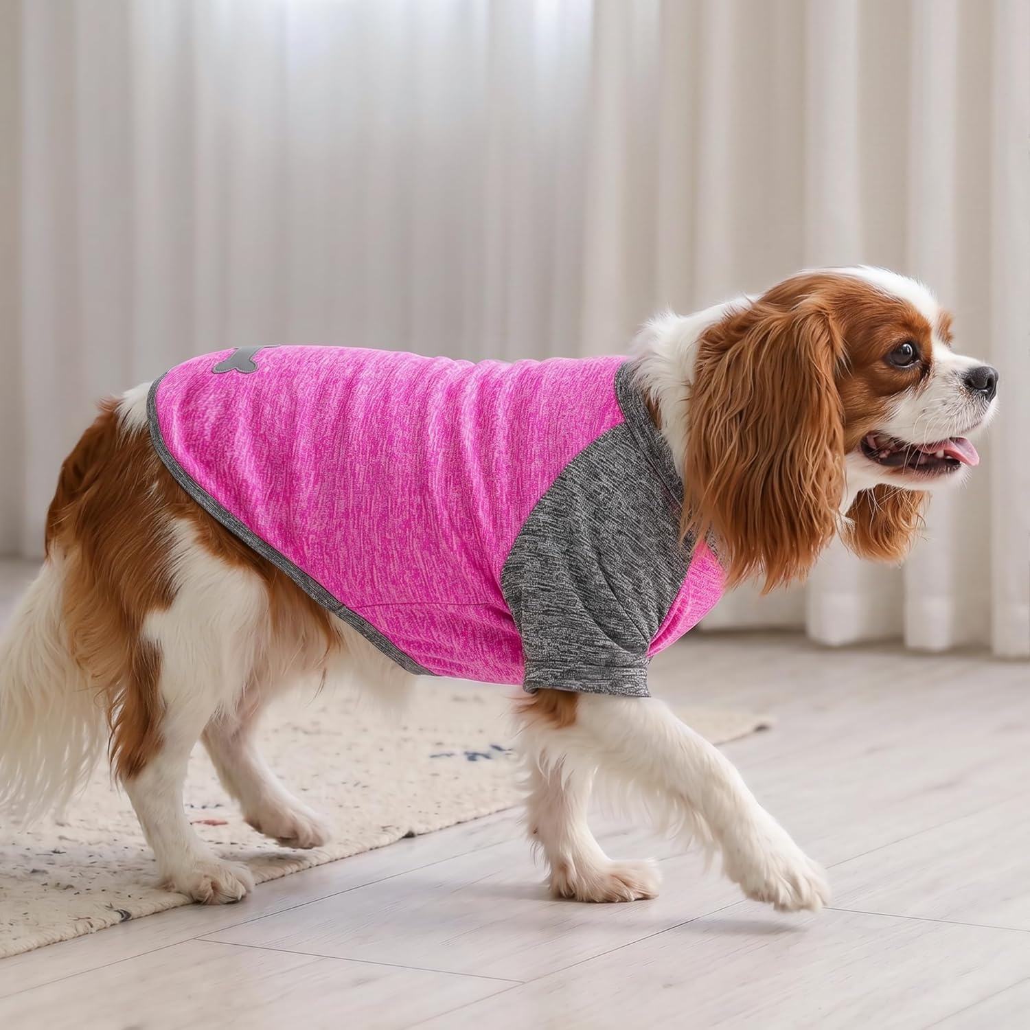 image:imageKYEESE 2 Pack Dog Shirts with Sleeves Lightweight Sun Protection Quick Dry TShirts for Medium Dogs with Sensitive Skin Soft Breathable Summer Clothes Reflective for Night Walks Blue amp Grey XL3 2PackRoseGrey