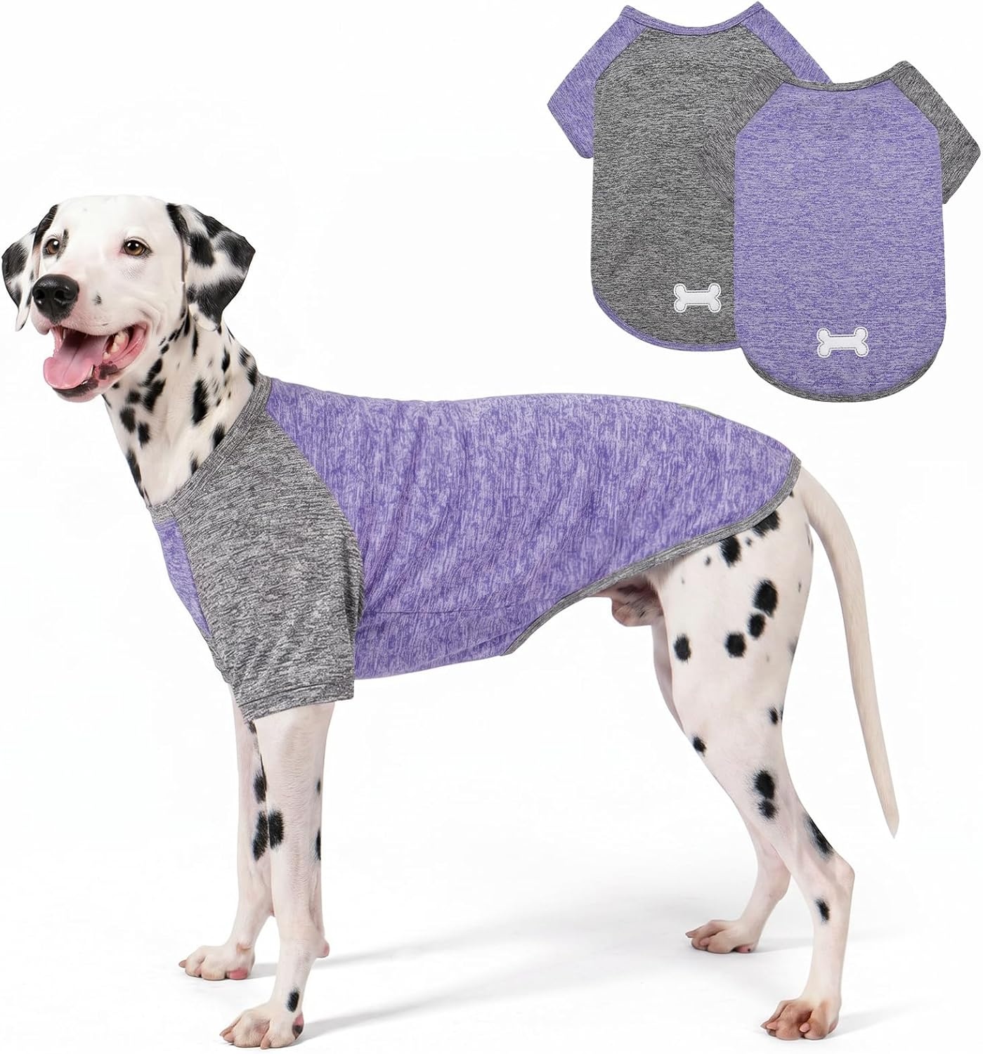 image:imageKYEESE 2 Pack Dog Shirts with Sleeves Lightweight Sun Protection Quick Dry TShirts for Medium Dogs with Sensitive Skin Soft Breathable Summer Clothes Reflective for Night Walks Blue amp Grey XL4 2PackPurpleGrey