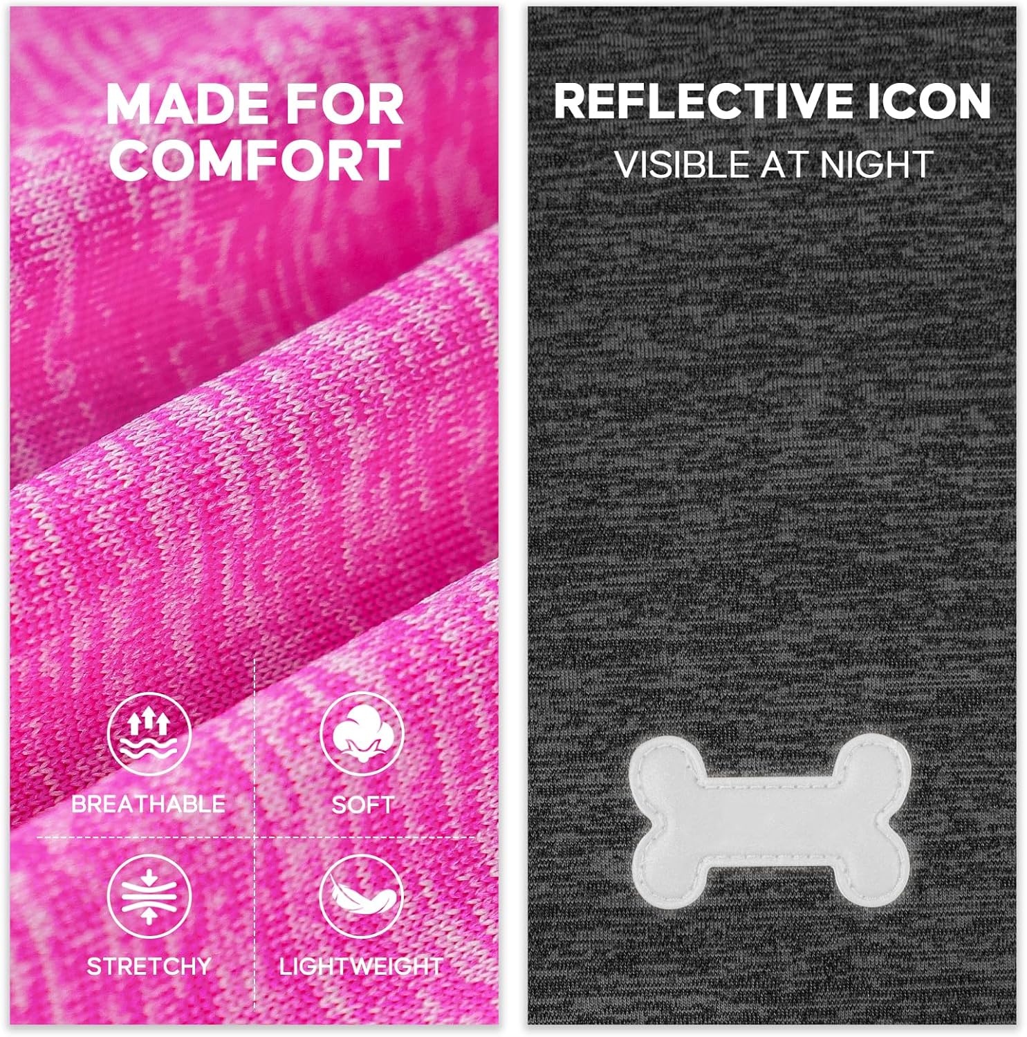 image:imageKYEESE 2 Pack Dog Shirts with Sleeves Lightweight Sun Protection Quick Dry TShirts for Medium Dogs with Sensitive Skin Soft Breathable Summer Clothes Reflective for Night Walks Blue amp Grey XL3 2PackRoseGrey