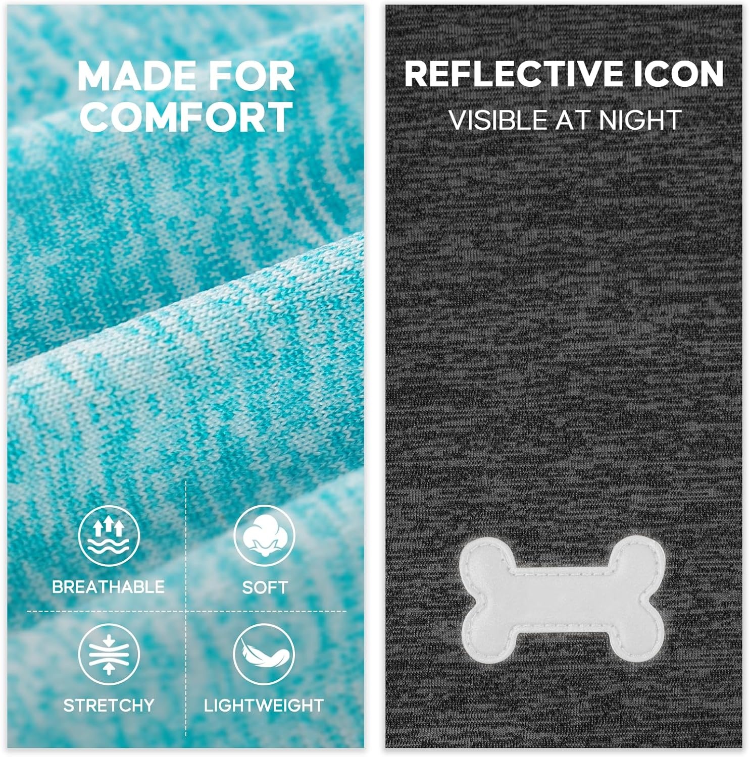 image:imageKYEESE 2 Pack Dog Shirts with Sleeves Lightweight Sun Protection Quick Dry TShirts for Medium Dogs with Sensitive Skin Soft Breathable Summer Clothes Reflective for Night Walks Blue amp Grey XL2 2PackGreyLake Blue