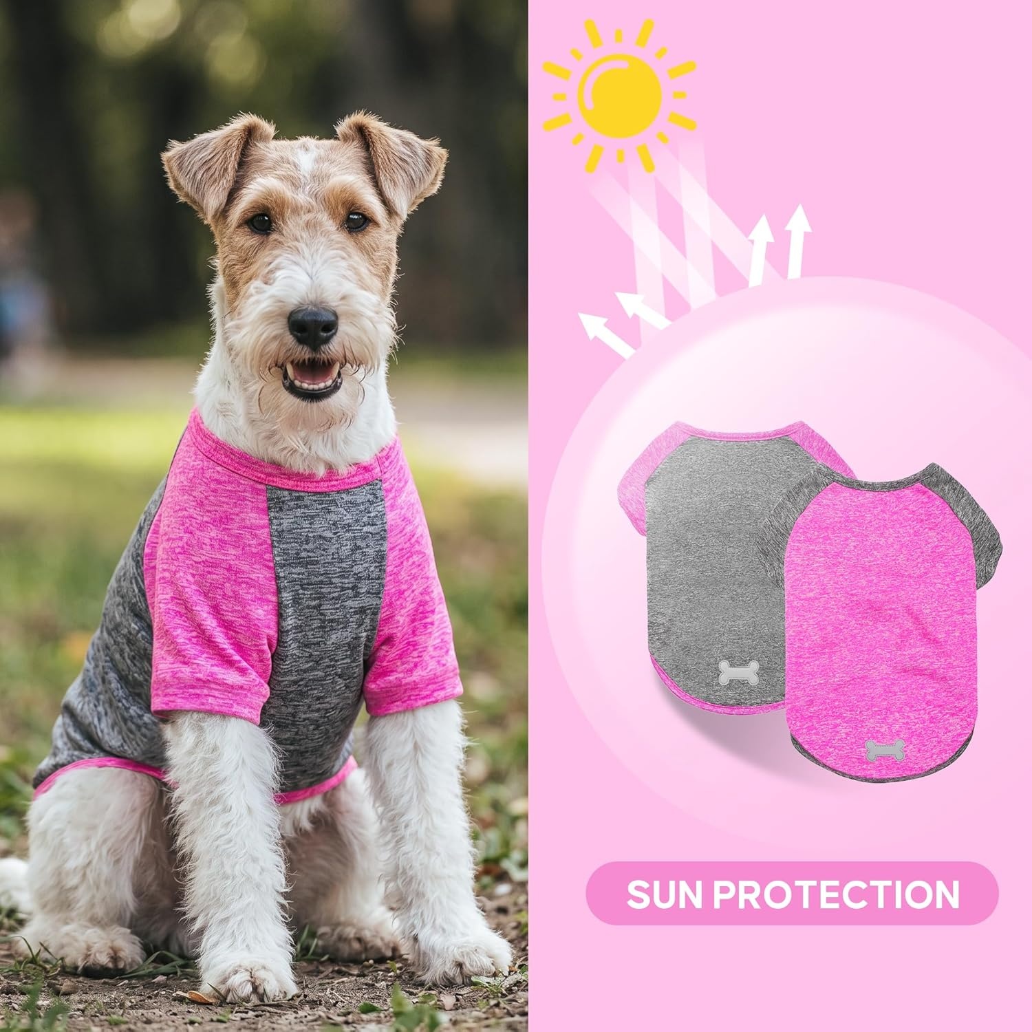 image:imageKYEESE 2 Pack Dog Shirts with Sleeves Lightweight Sun Protection Quick Dry TShirts for Medium Dogs with Sensitive Skin Soft Breathable Summer Clothes Reflective for Night Walks Blue amp Grey XL3 2PackRoseGrey