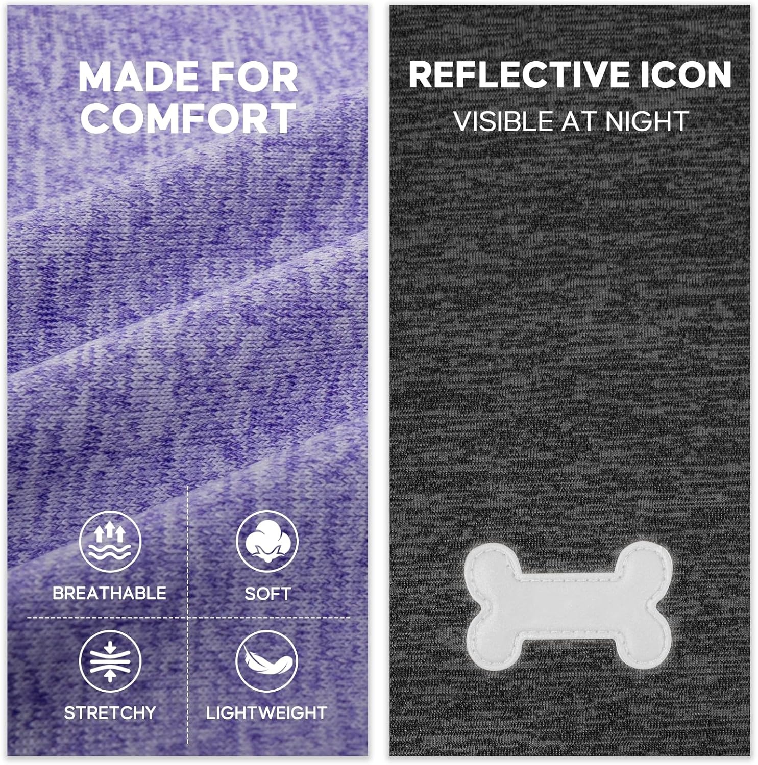 image:imageKYEESE 2 Pack Dog Shirts with Sleeves Lightweight Sun Protection Quick Dry TShirts for Medium Dogs with Sensitive Skin Soft Breathable Summer Clothes Reflective for Night Walks Blue amp Grey XL4 2PackPurpleGrey