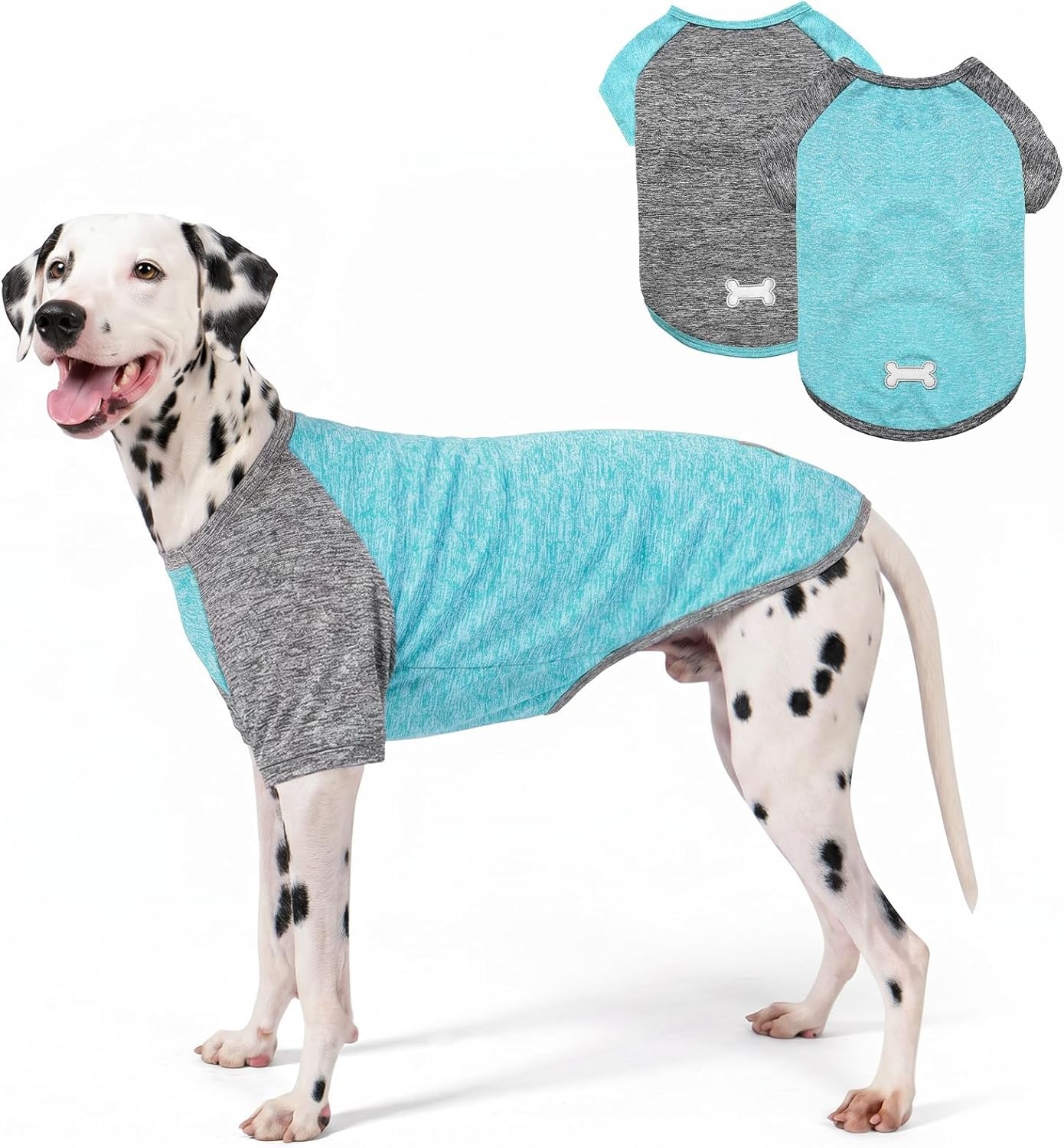 image:imageKYEESE 2 Pack Dog Shirts with Sleeves Lightweight Sun Protection Quick Dry TShirts for Medium Dogs with Sensitive Skin Soft Breathable Summer Clothes Reflective for Night Walks Blue amp Grey XL2 2PackGreyLake Blue