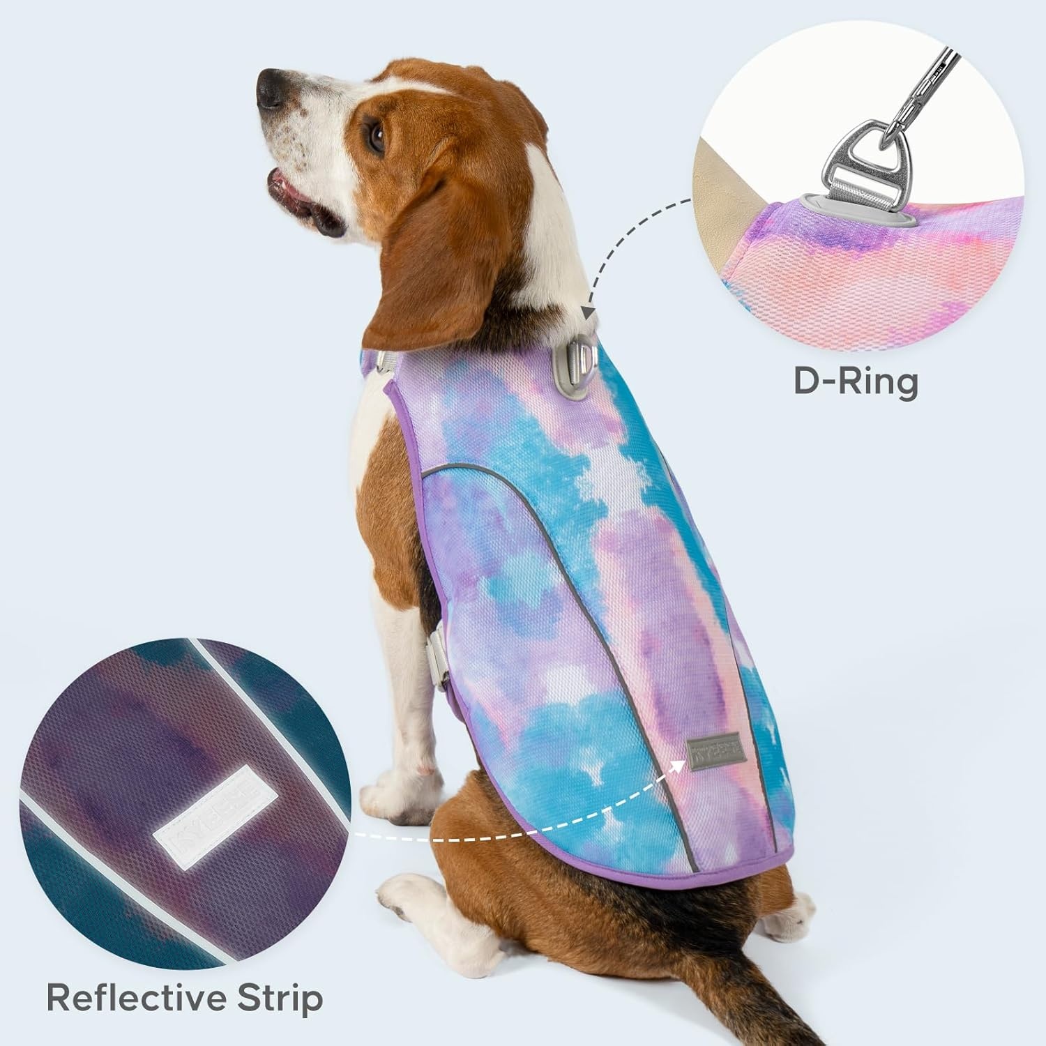 image:imageKYEESE Dog Cooling Vest Breathable Mesh Dog Cooling Shirt for Small Medium Dogs with DRing Sun Protection Reflective Dogs Cooler Jacket with Adjustable Buckle for Summer Hiking Walking Blue LPurple