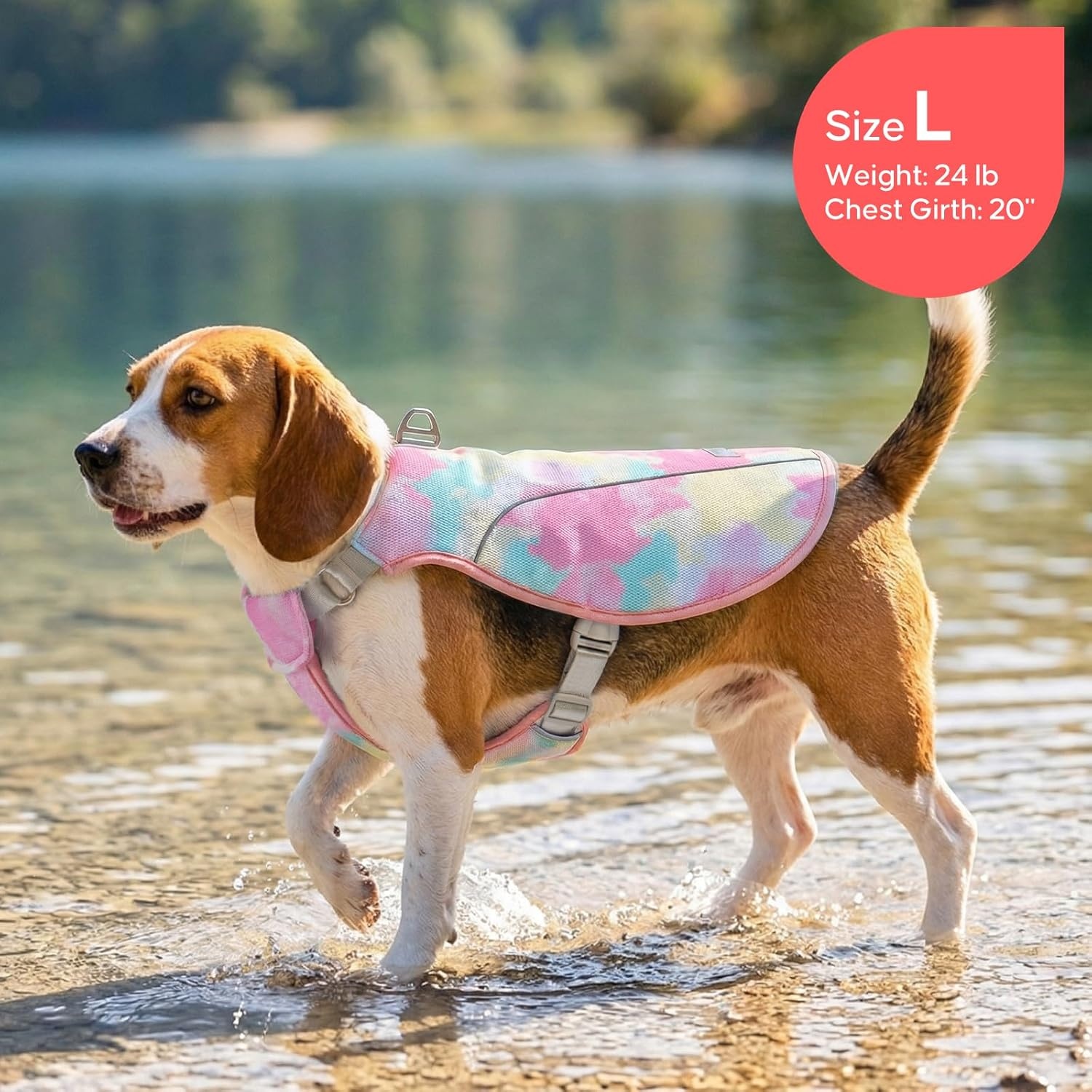 image:imageKYEESE Dog Cooling Vest Breathable Mesh Dog Cooling Shirt for Small Medium Dogs with DRing Sun Protection Reflective Dogs Cooler Jacket with Adjustable Buckle for Summer Hiking Walking Blue LPink