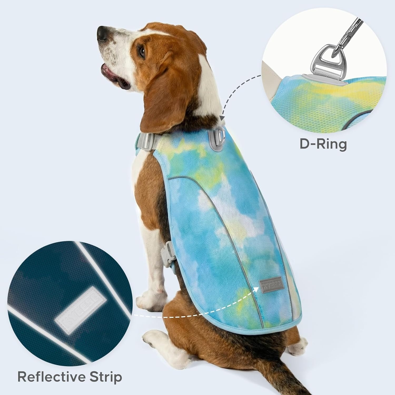 image:imageKYEESE Dog Cooling Vest Breathable Mesh Dog Cooling Shirt for Small Medium Dogs with DRing Sun Protection Reflective Dogs Cooler Jacket with Adjustable Buckle for Summer Hiking Walking Blue LBlue