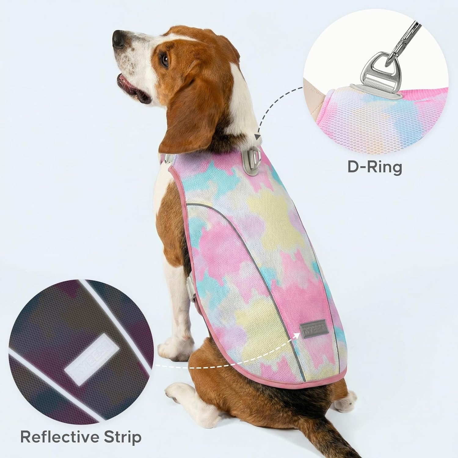 image:imageKYEESE Dog Cooling Vest Breathable Mesh Dog Cooling Shirt for Small Medium Dogs with DRing Sun Protection Reflective Dogs Cooler Jacket with Adjustable Buckle for Summer Hiking Walking Blue LPink