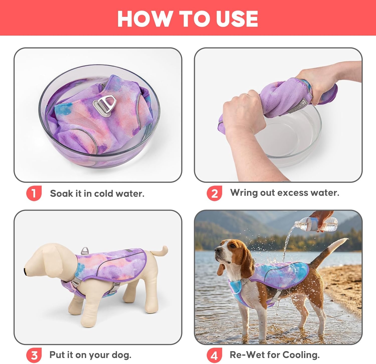 image:imageKYEESE Dog Cooling Vest Breathable Mesh Dog Cooling Shirt for Small Medium Dogs with DRing Sun Protection Reflective Dogs Cooler Jacket with Adjustable Buckle for Summer Hiking Walking Blue LPurple