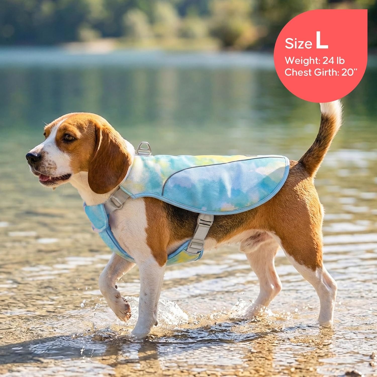 image:imageKYEESE Dog Cooling Vest Breathable Mesh Dog Cooling Shirt for Small Medium Dogs with DRing Sun Protection Reflective Dogs Cooler Jacket with Adjustable Buckle for Summer Hiking Walking Blue LBlue