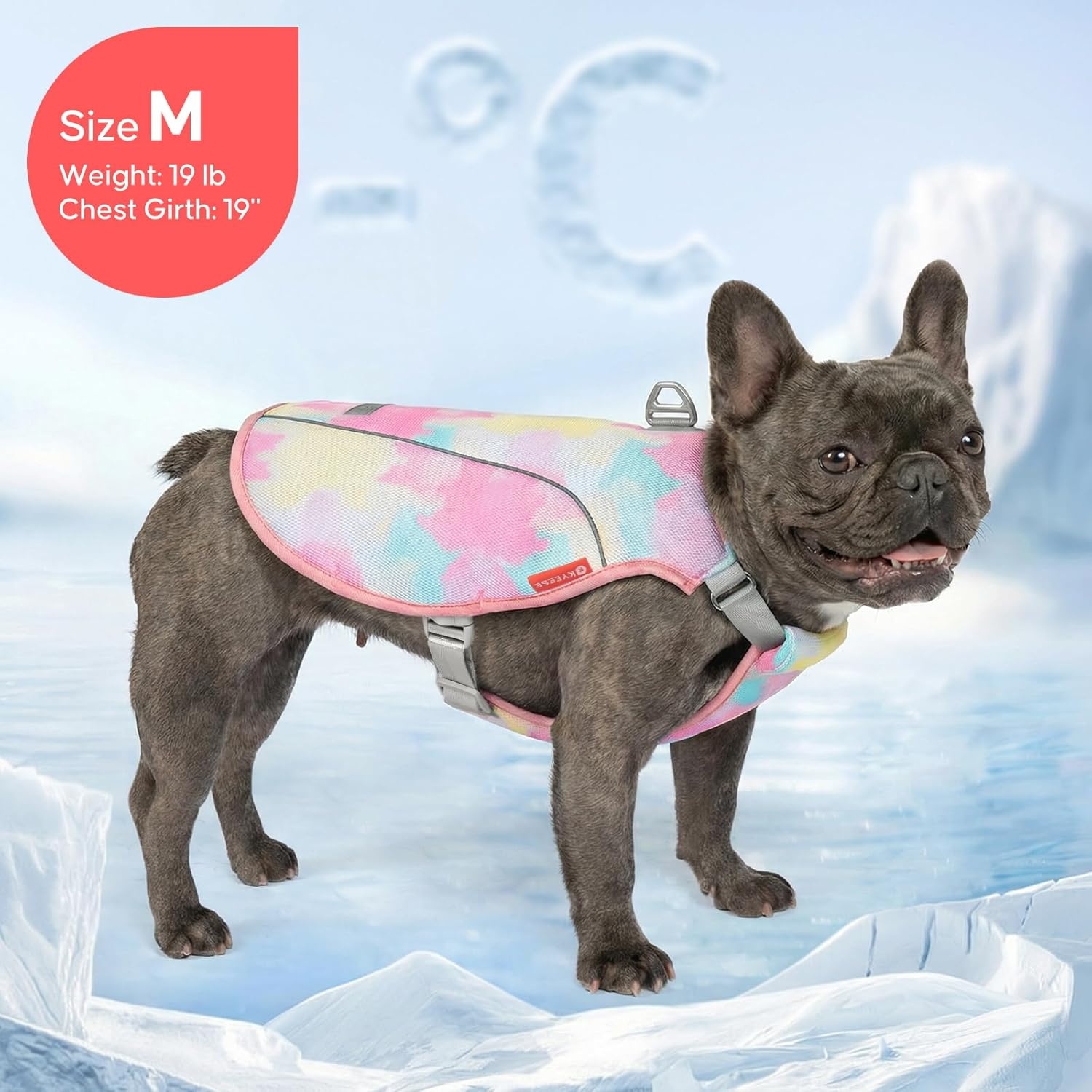 image:imageKYEESE Dog Cooling Vest Breathable Mesh Dog Cooling Shirt for Small Medium Dogs with DRing Sun Protection Reflective Dogs Cooler Jacket with Adjustable Buckle for Summer Hiking Walking Blue LPink