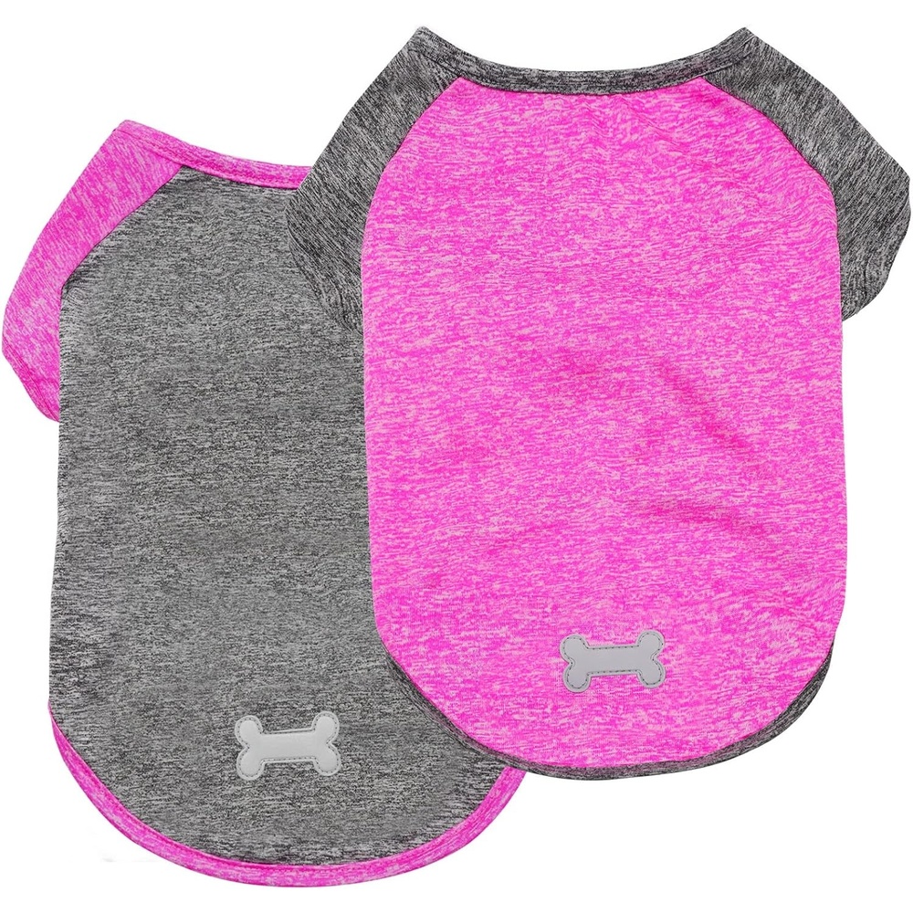 image:imageKYEESE 2 Pack Dog Shirts with Sleeves Lightweight Sun Protection Quick Dry TShirts for Medium Dogs with Sensitive Skin Soft Breathable Summer Clothes Reflective for Night Walks Blue amp Grey XL3 2PackRoseGrey