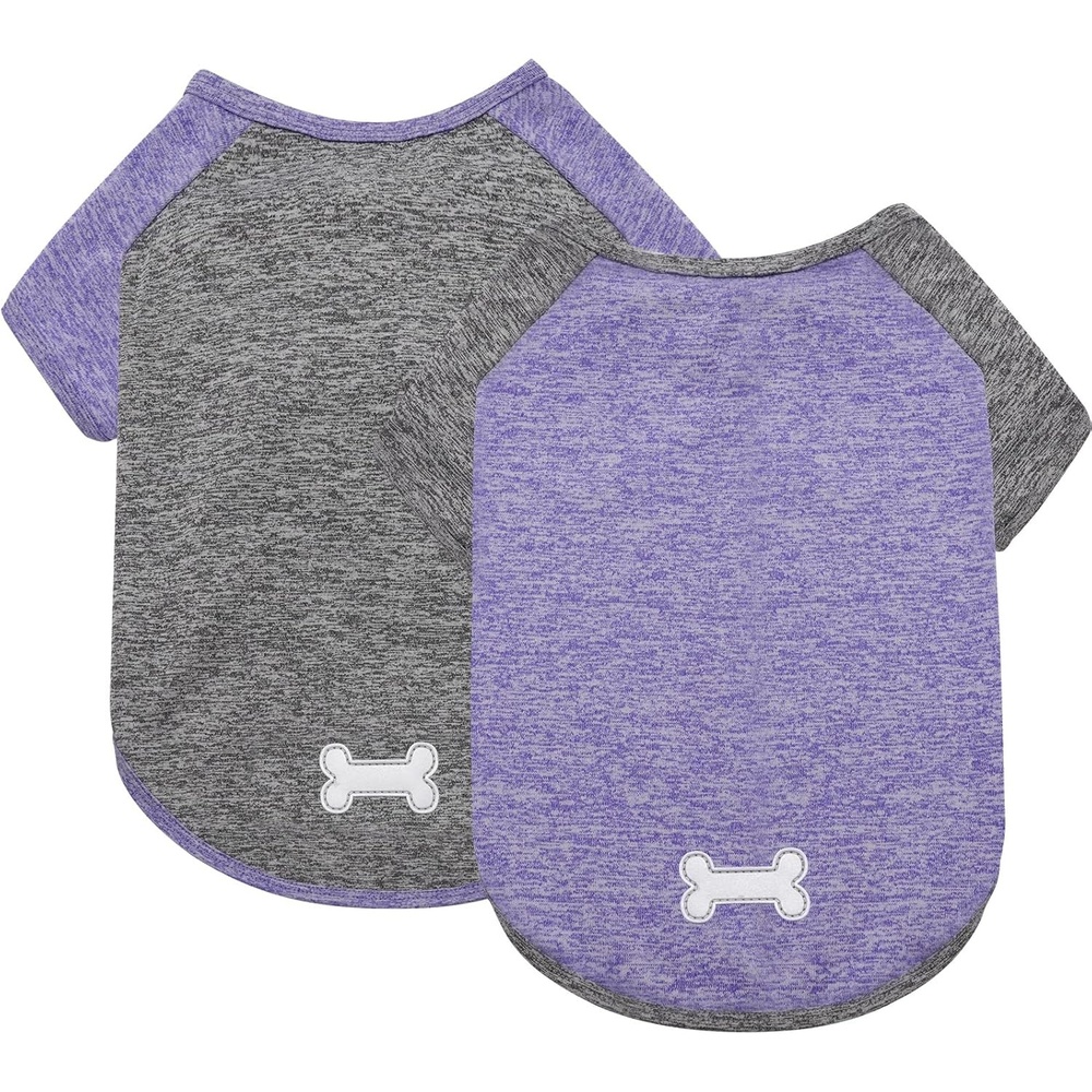 image:imageKYEESE 2 Pack Dog Shirts with Sleeves Lightweight Sun Protection Quick Dry TShirts for Medium Dogs with Sensitive Skin Soft Breathable Summer Clothes Reflective for Night Walks Blue amp Grey XL4 2PackPurpleGrey