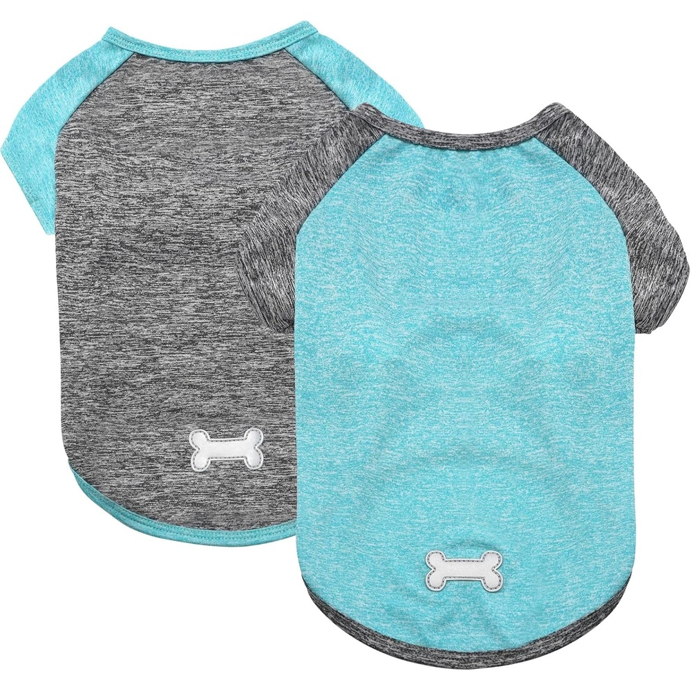 image:imageKYEESE 2 Pack Dog Shirts with Sleeves Lightweight Sun Protection Quick Dry TShirts for Medium Dogs with Sensitive Skin Soft Breathable Summer Clothes Reflective for Night Walks Blue amp Grey XL2 2PackGreyLake Blue