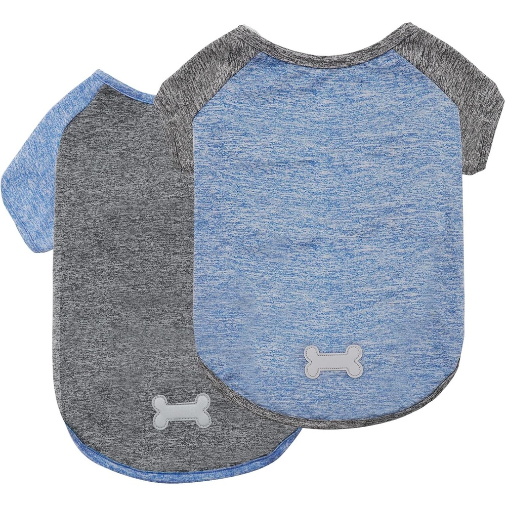 image:imageKYEESE 2 Pack Dog Shirts with Sleeves Lightweight Sun Protection Quick Dry TShirts for Medium Dogs with Sensitive Skin Soft Breathable Summer Clothes Reflective for Night Walks Blue amp Grey XL1 2PackBlueGrey