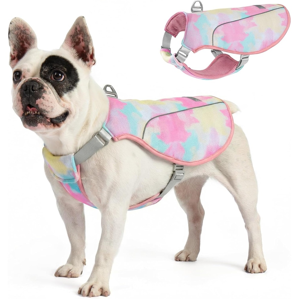 image:imageKYEESE Dog Cooling Vest Breathable Mesh Dog Cooling Shirt for Small Medium Dogs with DRing Sun Protection Reflective Dogs Cooler Jacket with Adjustable Buckle for Summer Hiking Walking Blue LPink
