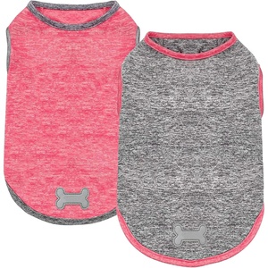 image:imageKYEESE 2 Pack Dog Shirts Quick Dry Soft Stretchy Pet TShirts with Reflective Label Tank Top Sleeveless Vest Sun Protection Dog Clothes for Small Medium Dogs XLarge PurplePink9 2Pack Coral RedGrey