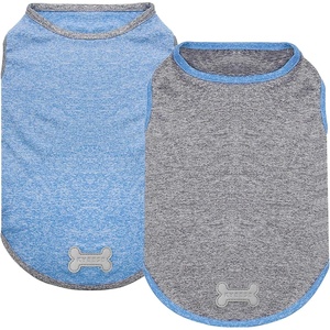 image:imageKYEESE 2 Pack Dog Shirts Quick Dry Soft Stretchy Pet TShirts with Reflective Label Tank Top Sleeveless Vest Sun Protection Dog Clothes for Small Medium Dogs XLarge PurplePink3 2Pack Light BlueGrey