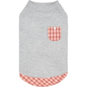 image:imageKYEESE Waffle Dog Shirts for Small Dogs Soft Breathable TShirts Lightweight Sleeveless Pet Vest Stretchy Puppy Clothes with Pocket Decoration and Plaid Patchwork Design Medium1Grey