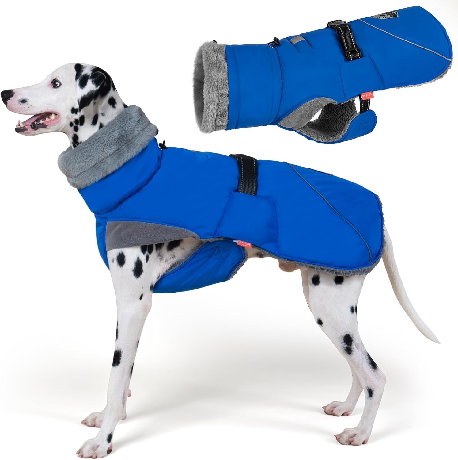 image:imageKYEESE Waterproof Dog Coat Windproof Warm Winter Jacket with Thick Fleece Lined Turtleneck Dog Coats for Small Dogs with Leash Hole Reflective Outdoor Cold Weather Coat Red Medium4 Blue