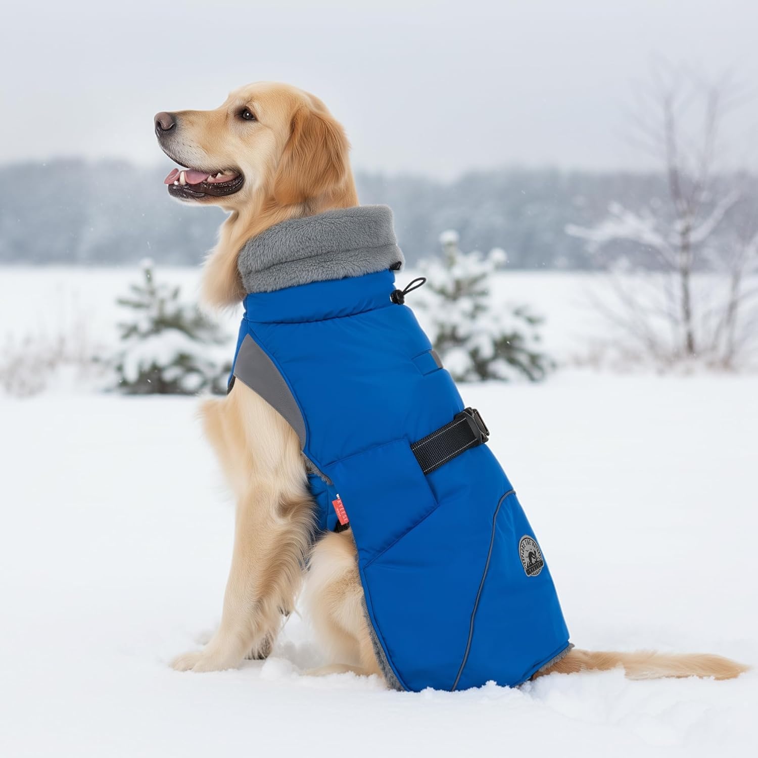 image:imageKYEESE Waterproof Dog Coat Windproof Warm Winter Jacket with Thick Fleece Lined Turtleneck Dog Coats for Small Dogs with Leash Hole Reflective Outdoor Cold Weather Coat Red Medium4 Blue
