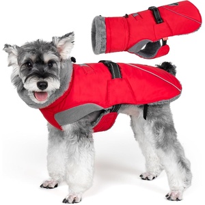 image:imageKYEESE Waterproof Dog Coat Windproof Warm Winter Jacket with Thick Fleece Lined Turtleneck Dog Coats for Small Dogs with Leash Hole Reflective Outdoor Cold Weather Coat Red Medium1 Red