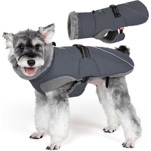 image:imageKYEESE Waterproof Dog Coat Windproof Warm Winter Jacket with Thick Fleece Lined Turtleneck Dog Coats for Small Dogs with Leash Hole Reflective Outdoor Cold Weather Coat Red Medium3 Grey